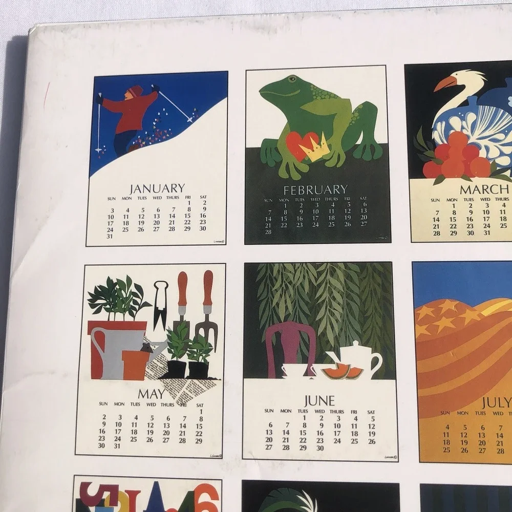 LINNEA POSTER CALENDAR for year 1993 - Complete Can Be Reused 2027 2038 2049